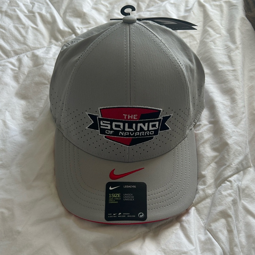 Nike Navarro College Gray Cap with Red and Black Emblem